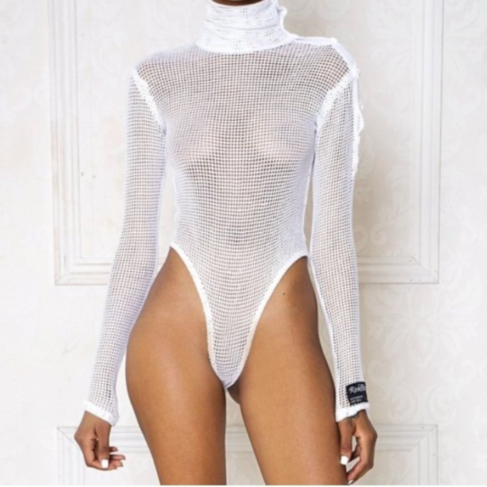 White Knit Long Sleeve Bodysuit